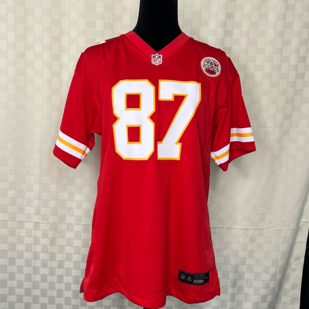 Youth Kansas City Chiefs Travis Kelce Nike Red Game Jersey RHINESTONED